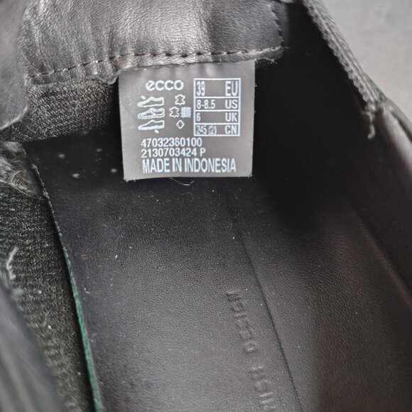 ECCO Soft 7 Leather Snakeskin Black Slip On Sneakers Shoes Size 39 (8-8.5) - Picture 5 of 10